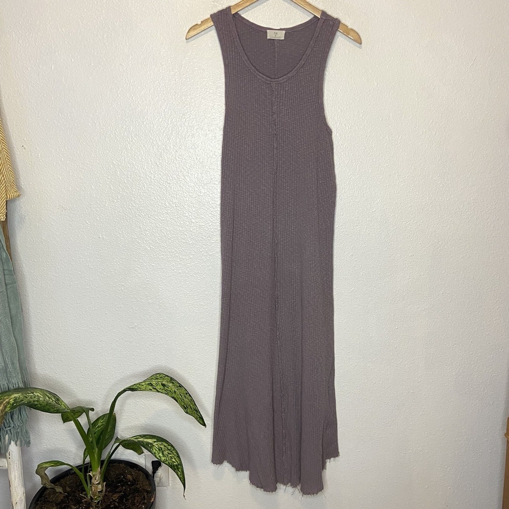 Anthropologie t.la Women's Medium Purple Ribbed Lia Dress Sleeveless Casual